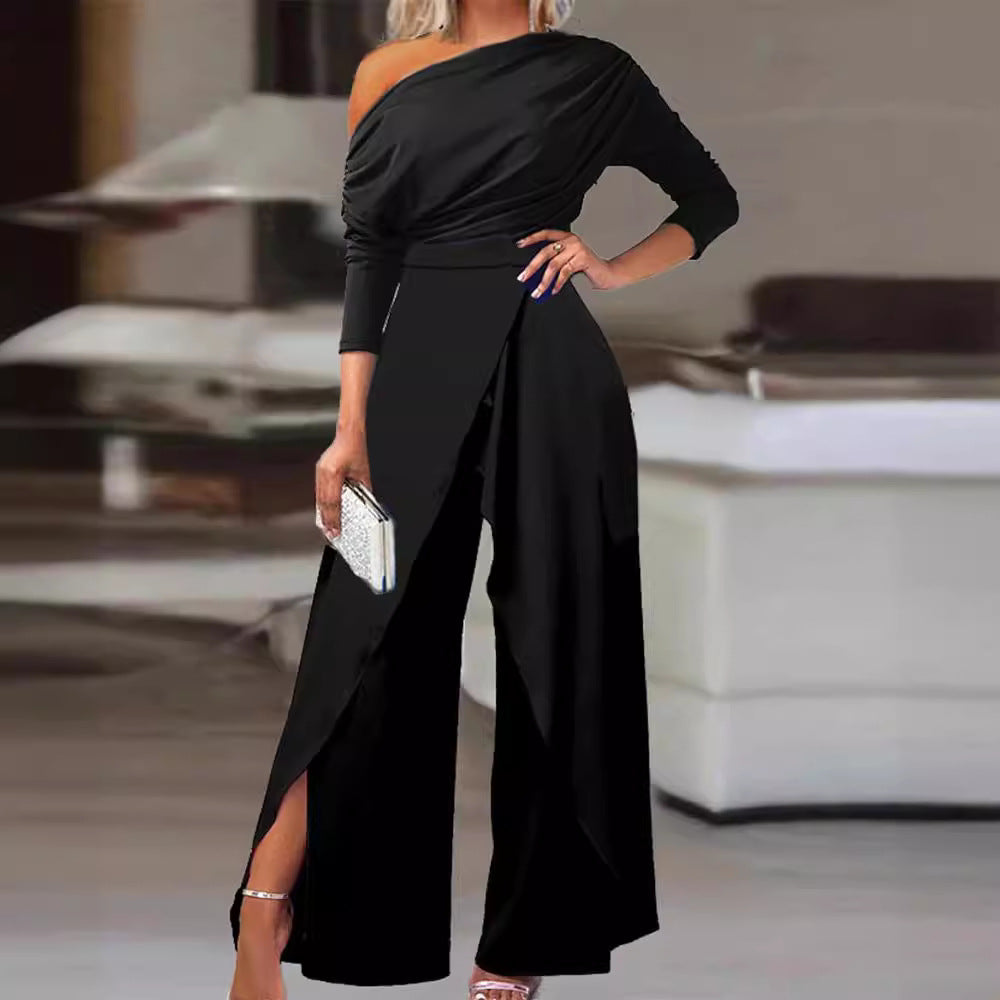 RANA™ - Eleganter Raffung Wickel Jumpsuit mit gespaltenem Saum