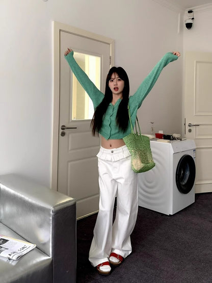 PAISLEY™ – Elegante Jeans mit Spitzenbesatz und weitem Bein