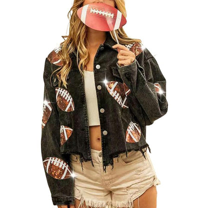 NERISSA™ - Schicke, verkürzte, oversized Button-Down-Footballjacke