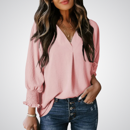 LEILA™ – Klassische V-Ausschnitt Tunika Bluse