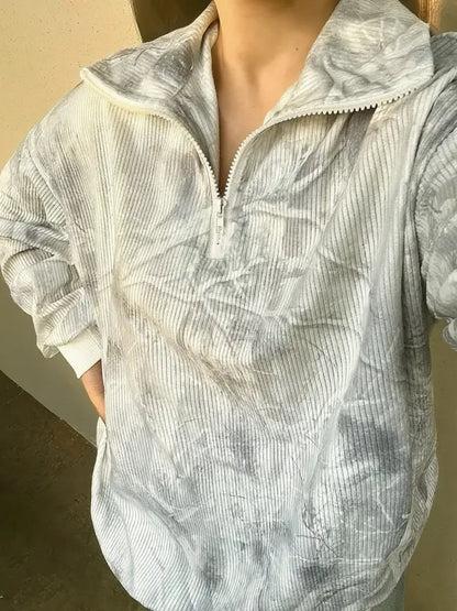 Damen Freizeit Cord Sweatshirt mit Leopardenmuster und Reißverschluss, Langarm für den Herbst