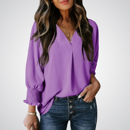 LEILA™ – Klassische V-Ausschnitt Tunika Bluse