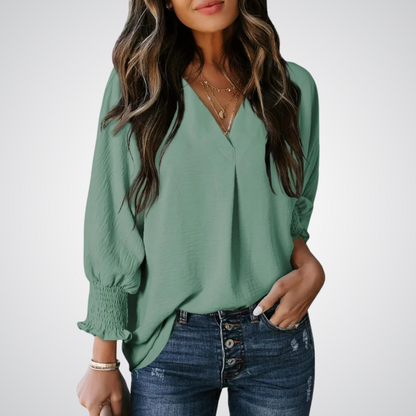 LEILA™ – Klassische V-Ausschnitt Tunika Bluse
