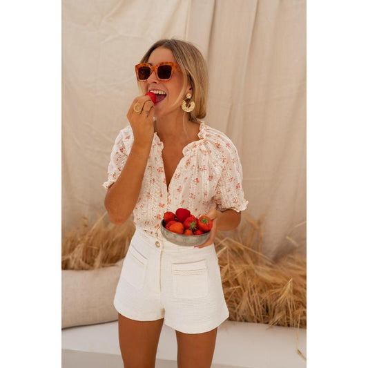 SOPHINI™ – Legere Blumige Kurzarm-Bluse mit Futter