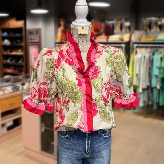 ALITZEL™ - Alltags Süß Rüschenspitze Blumenoberteil