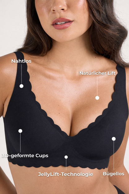 Nahtloser Push-Up-BH ohne Bügel mit gewelltem Deep-V-Ausschnitt